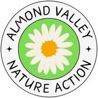 Almond Valley Nature Action circle logo with daisy in centre